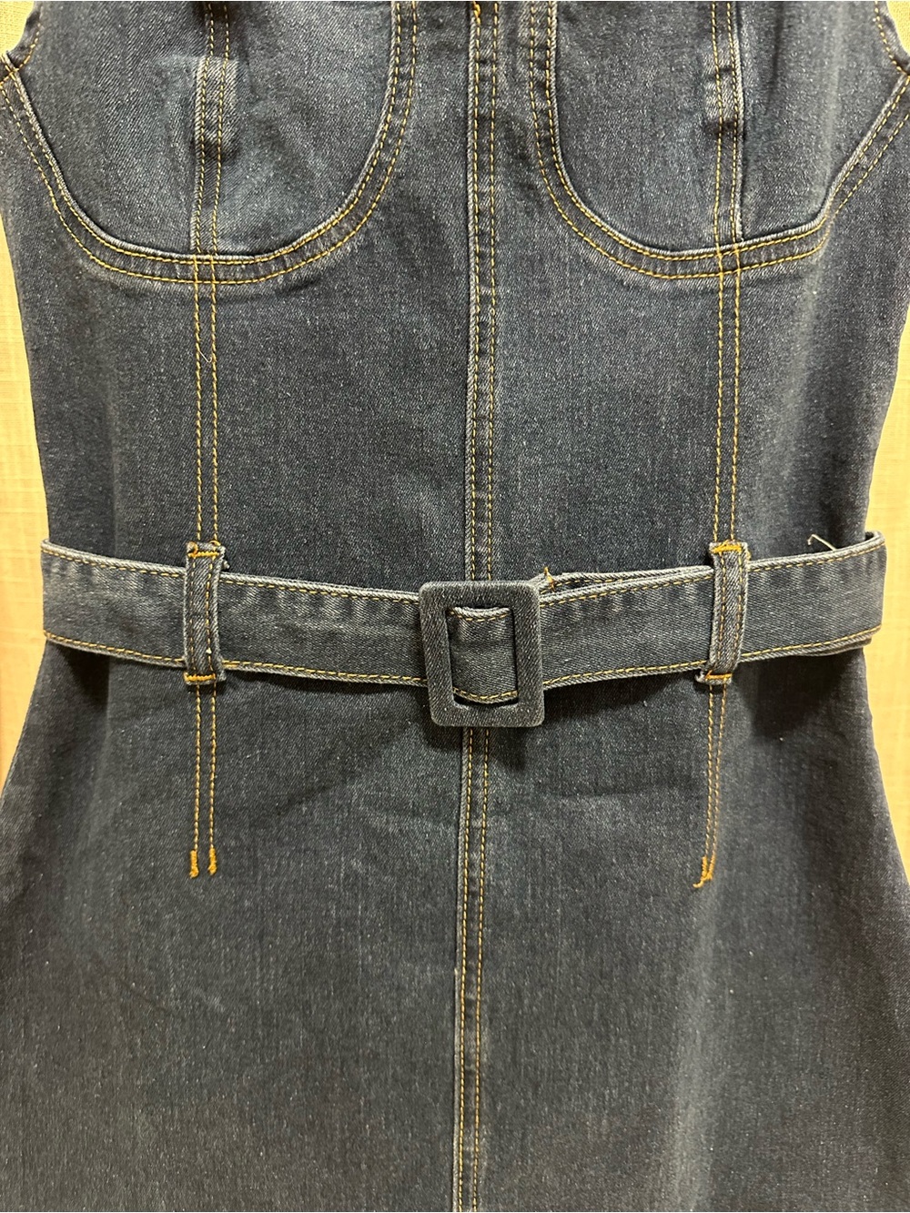 SHEIN Denim Belted Bodycon Mini Dress - Deep Blue - Picture 5 of 14